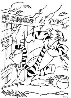 coloriage tigrou sort dehors